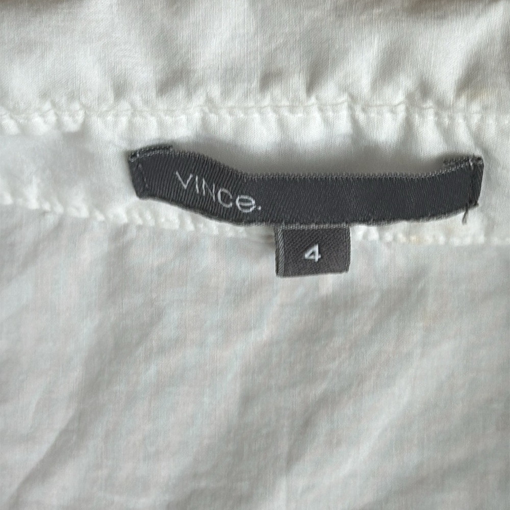 Vince White Cotton Short Sleeve Blouse Top Long Silhouette Size 4 EUC - Picture 7 of 8
